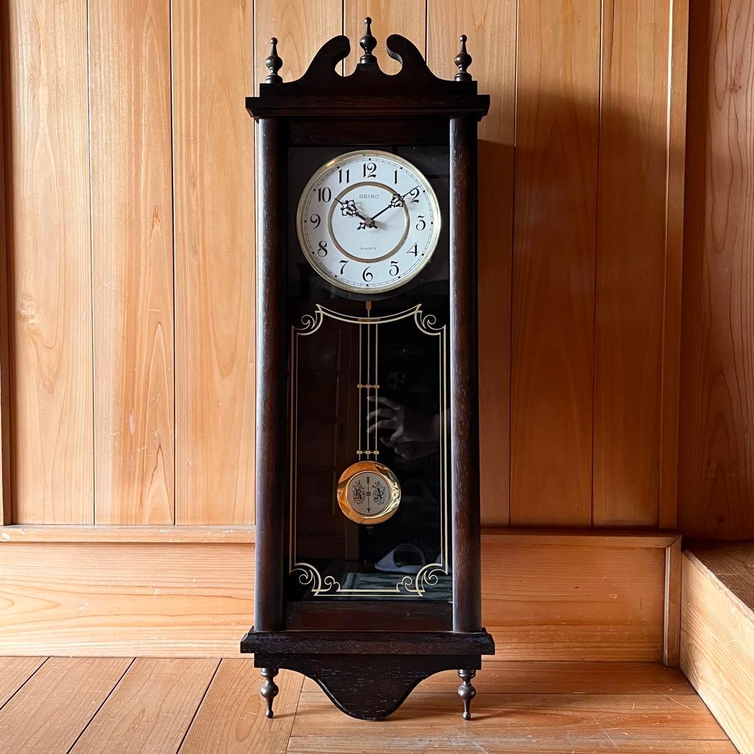 【イマジン】SEIKO ビンテージ 木製柱時計 掛け時計