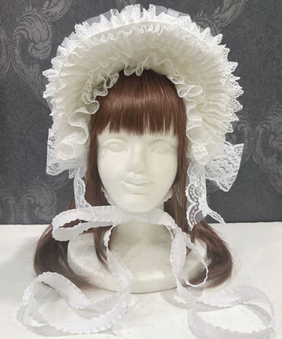 Triple fortune レース　ボンネット　ホワイト　白