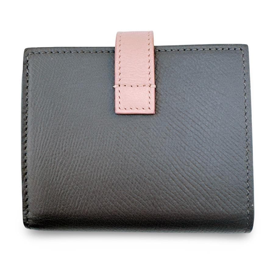 現行　美品　セリーヌ スモールストラップウォレット レザー グレー ピンク