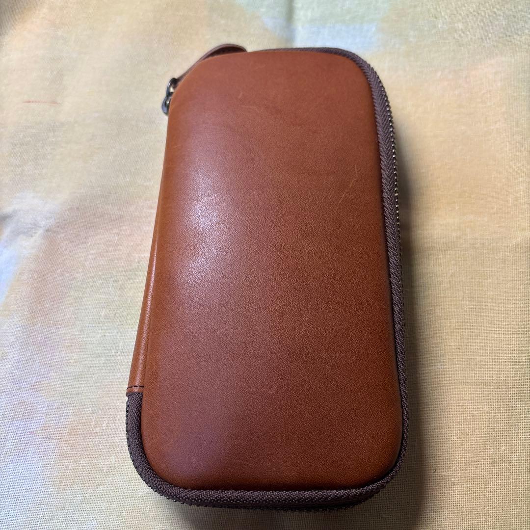 &Liebe 皮革3本差しペンケース ブラウン