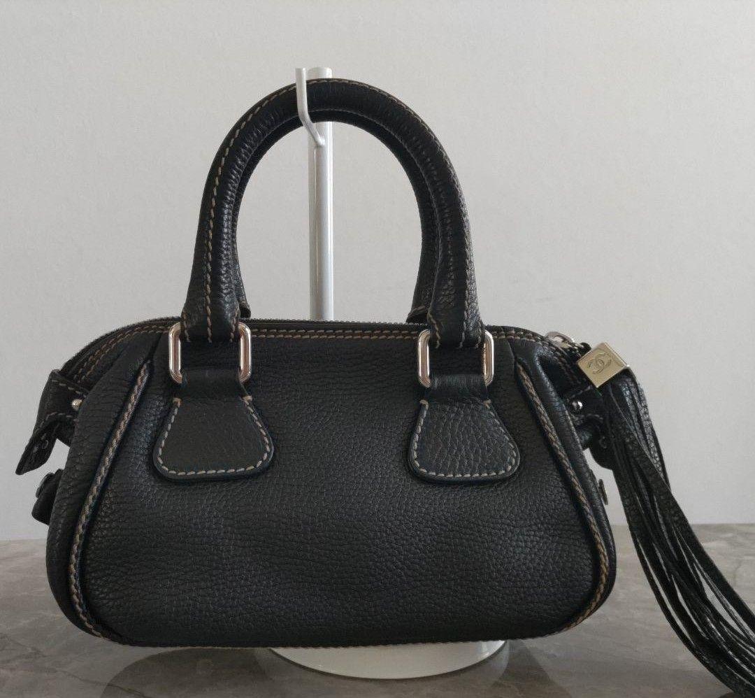 美品✨シャネル フリンジ タッセル ミニボストンバッグ/キャビアスキン