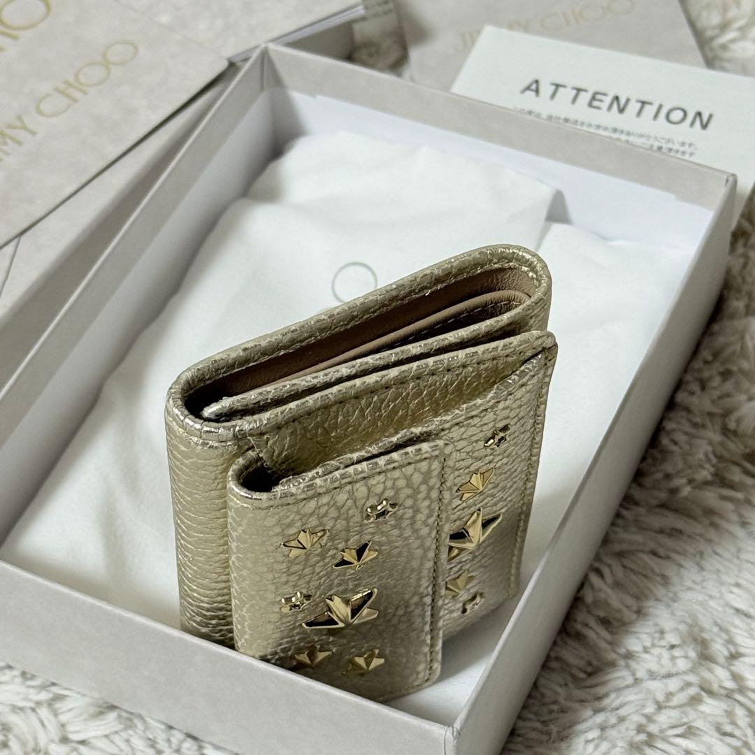 ⭐️新品未使用⭐️　ジミーチュウ　NEMO　スタースタッズ　三つ折り財布　ゴールド