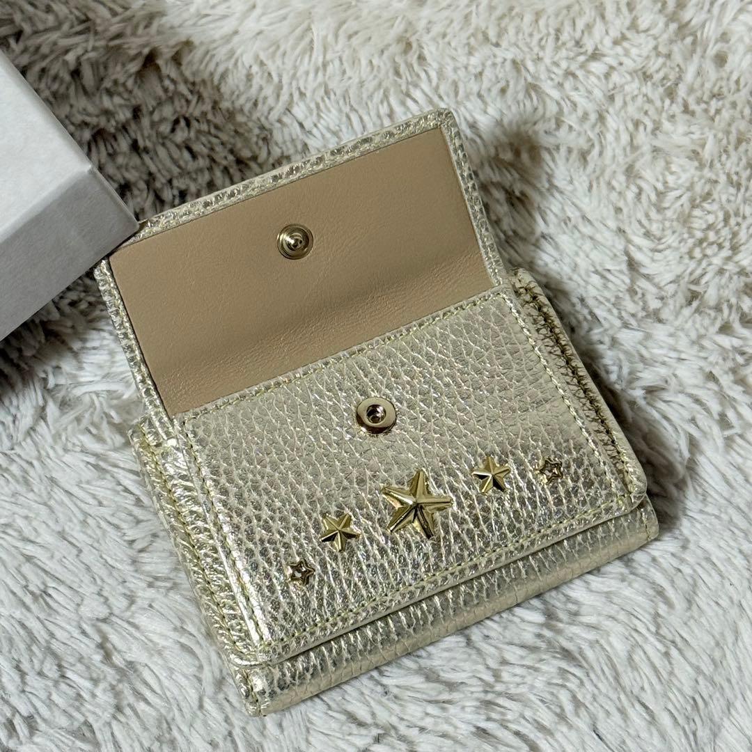 ⭐️新品未使用⭐️　ジミーチュウ　NEMO　スタースタッズ　三つ折り財布　ゴールド