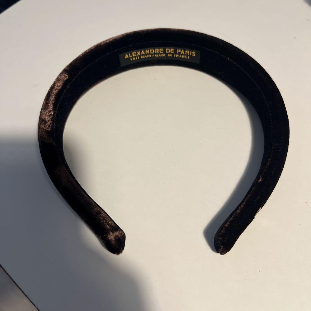 ALEXANDRE DE PARIS ブラウンベルベットヘアバンド