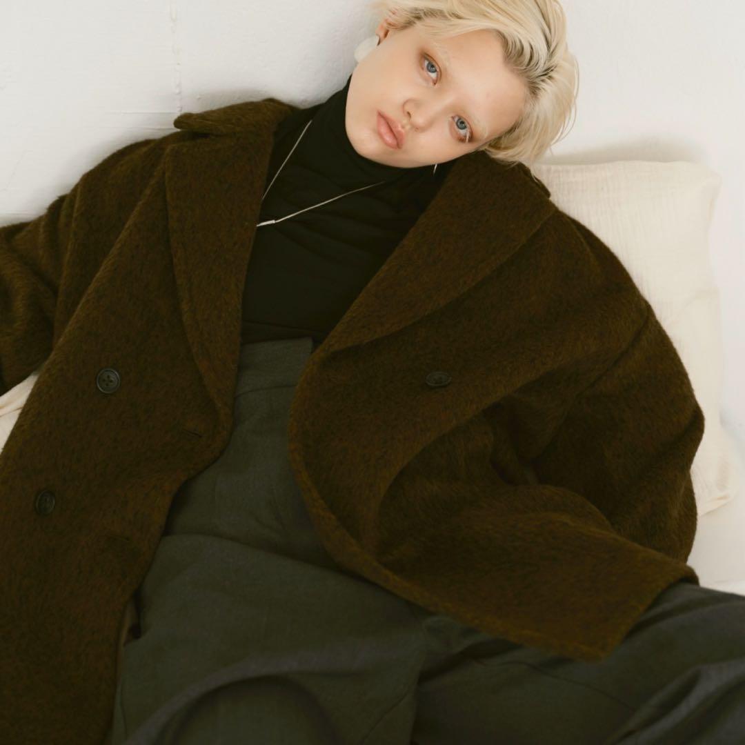 ウールブレンドシャギーコクーンPコート