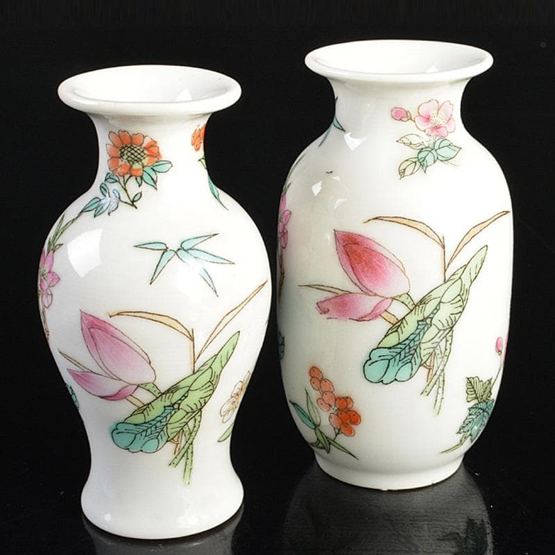 中国　中国景徳鎮款　粉彩　花文　小瓶　2点まとめて　V　R6685