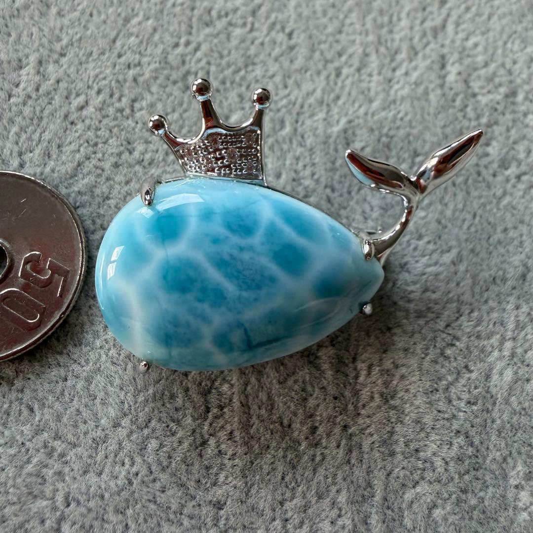 ラリマー 海豚モチーフ ブローチ／ペンダントトップ