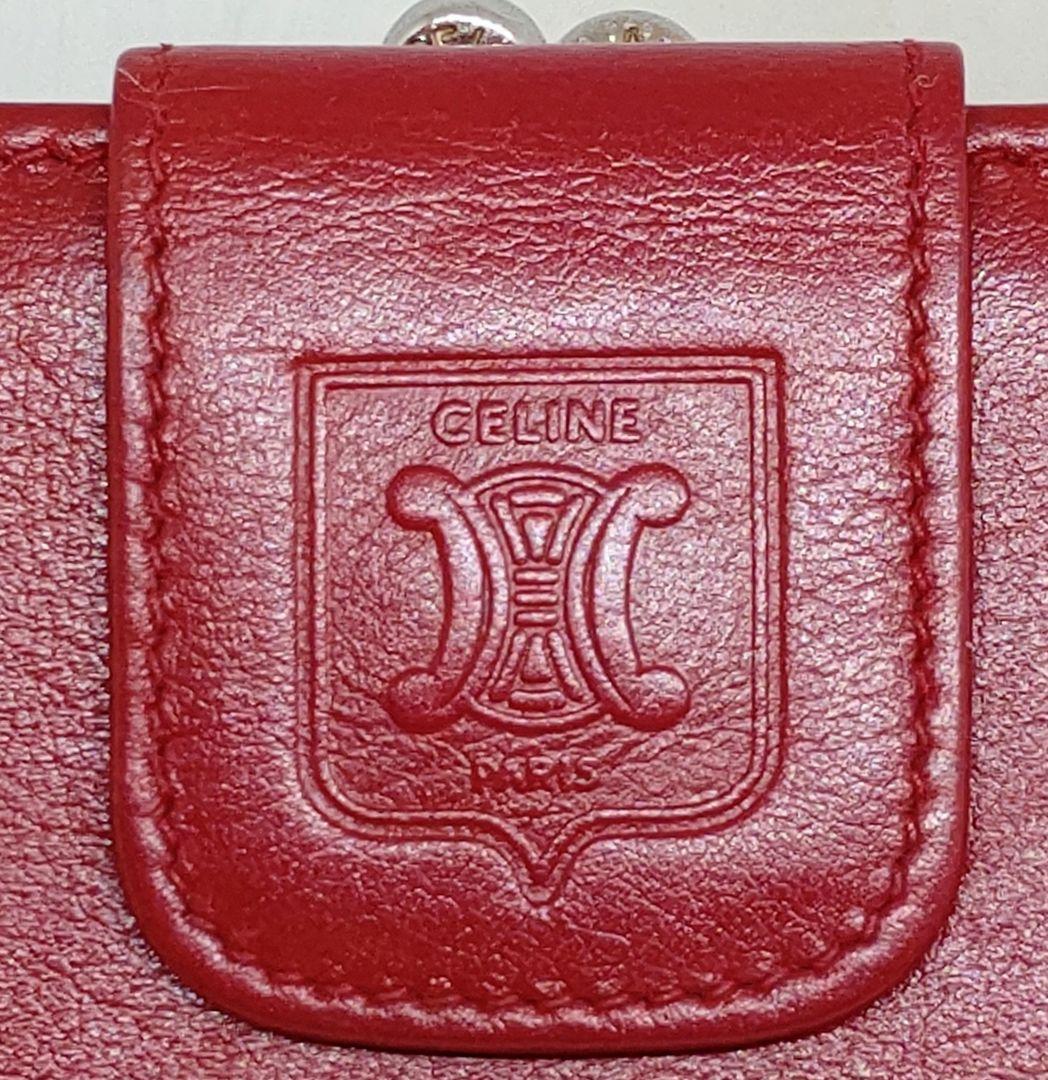 希少極美品✨オールドセリーヌ トリオンフ ロゴ 折財布 赤