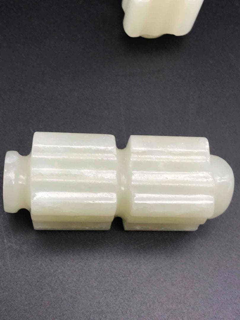 明時代　和田青玉　和田玉彫り　「天円地方」型玉佩一対　純和田玉 稀品(F-38)