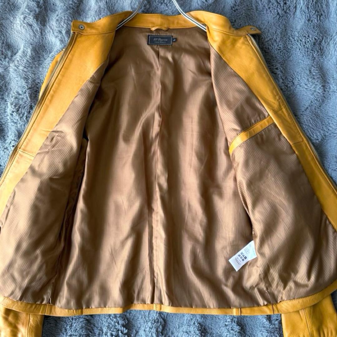 33Degrees マスタード シングルライダースジャケット L ラムレザー