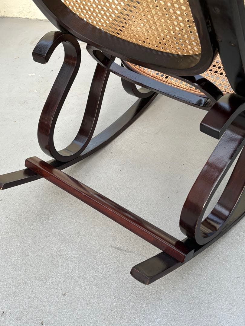 最後新品未使用　ラタン　ロッキングチェア　昭和レトロ　ミッドセンチュリー　曲げ木