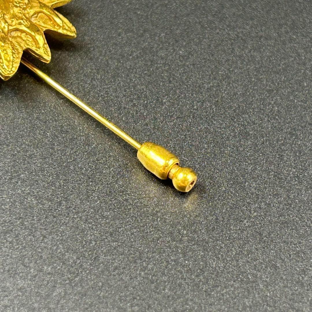 【シャネル】極美品　ライオン＆太陽モチーフ ピンブローチ　ゴールド　箱付き