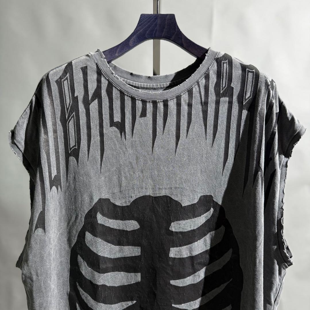 DANKE SCHON ボーンプリントデストロイノースリーブカットソー M