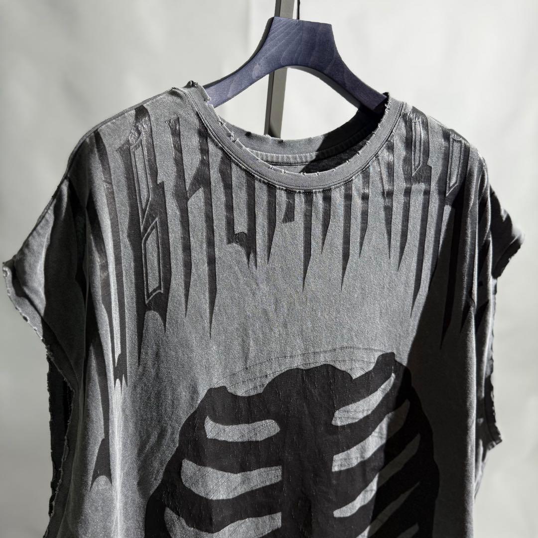 DANKE SCHON ボーンプリントデストロイノースリーブカットソー M