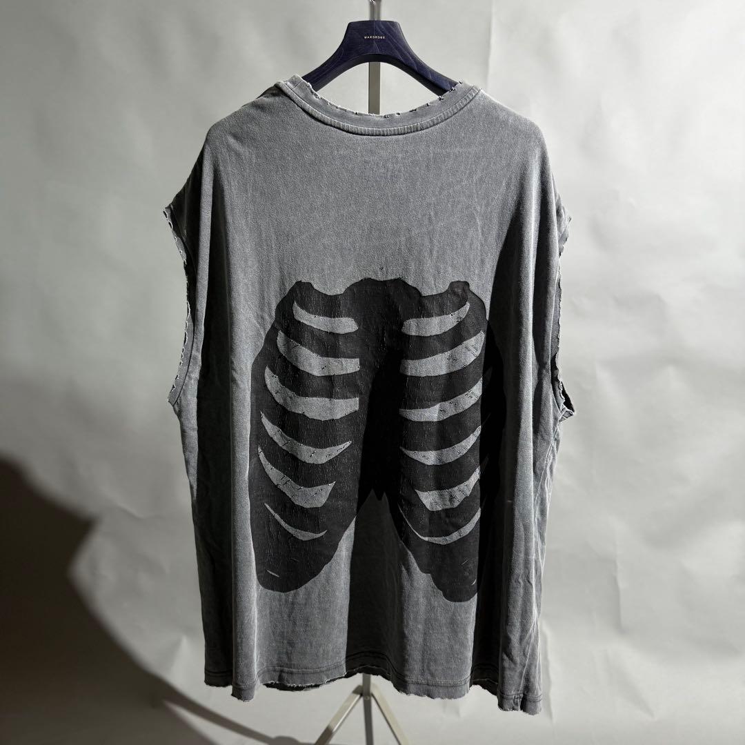 DANKE SCHON ボーンプリントデストロイノースリーブカットソー M