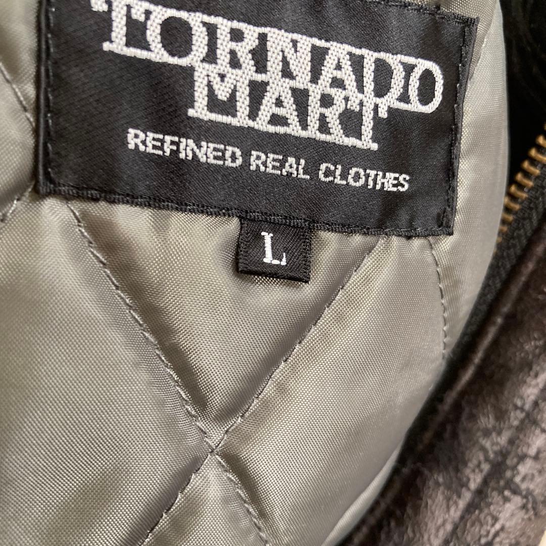 トルネードマート　ヴィンテージ加工クラック柄フェイクレザーファーブルゾン