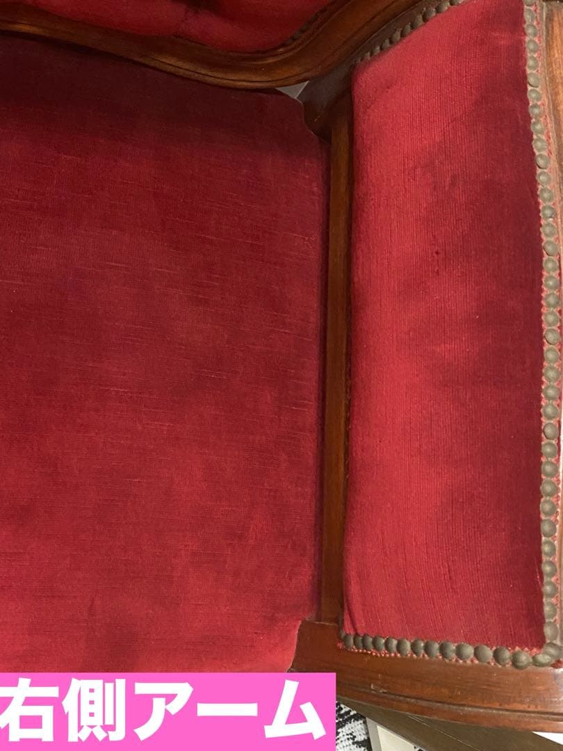 希少♦️猫脚♦️巻肘♦️彫刻♦️鋲打♦️チェスターフィールド アンティークソファ♦️美品♦️赤