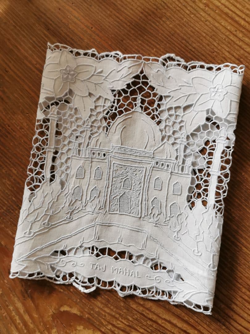 アンティークレース刺繍ランナー タージ・マハル ミュージアムピース 美術館所蔵級