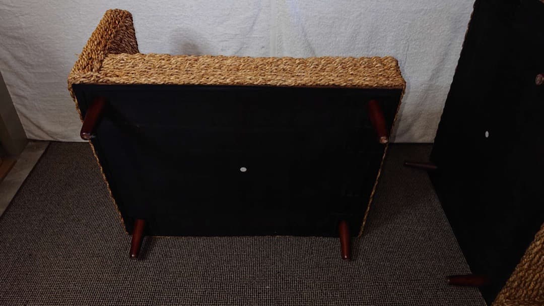 籐製　꧁籐家具꧂　大型ソファー　アジアン　　クッション付　アンティーク レトロ