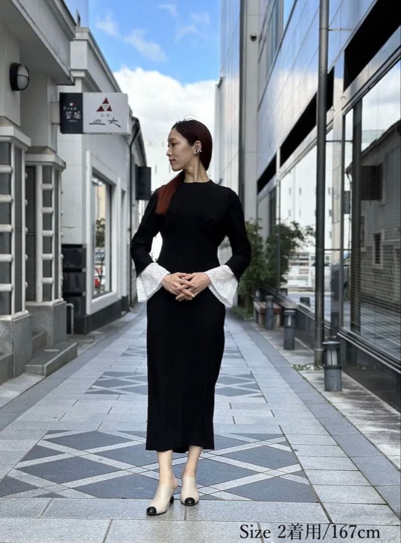 最終値下げMameKurogouchiシルクレースカフドレス 2024ss