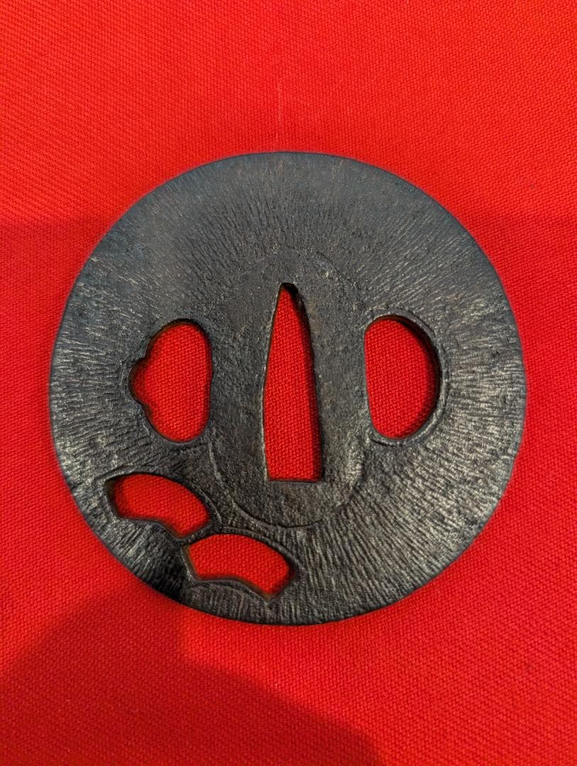 無銘 阿弥陀鑢扇透かし鐔 鍔 拵 日本刀 刀装具 骨董 古美術 江戸時代 当時物