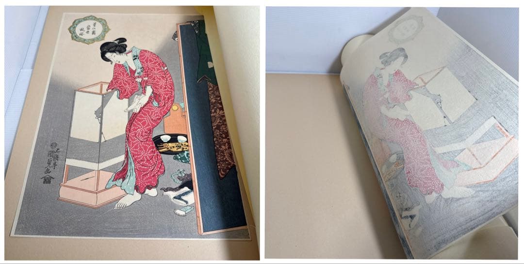 【浮世絵美人名画】 手摺木版画 アダチ版画 5点セット