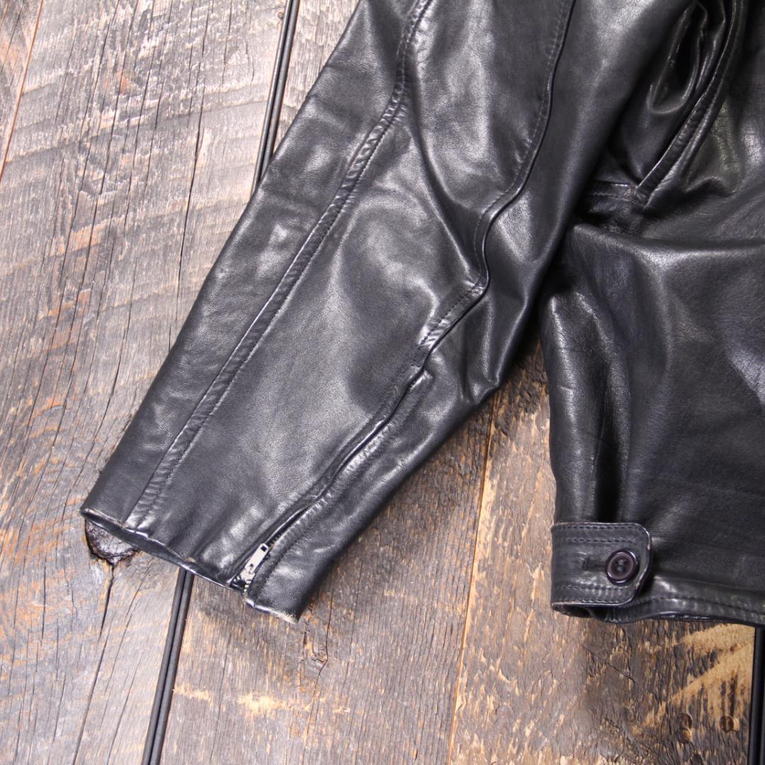 SP古着　訳あり　シングルライダース　レザージャケット　ブラック　L ボア裏地.