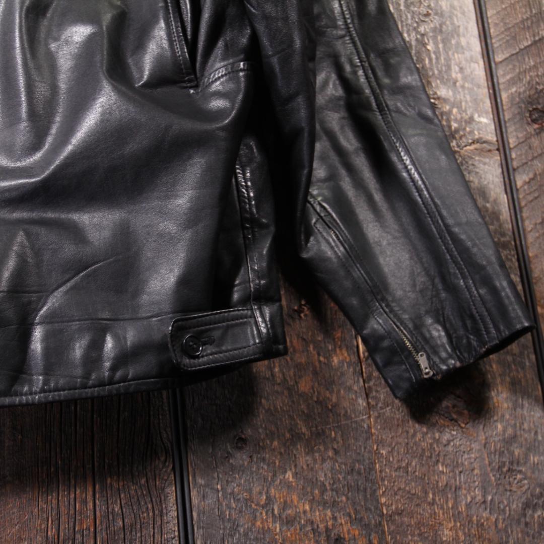SP古着　訳あり　シングルライダース　レザージャケット　ブラック　L ボア裏地.
