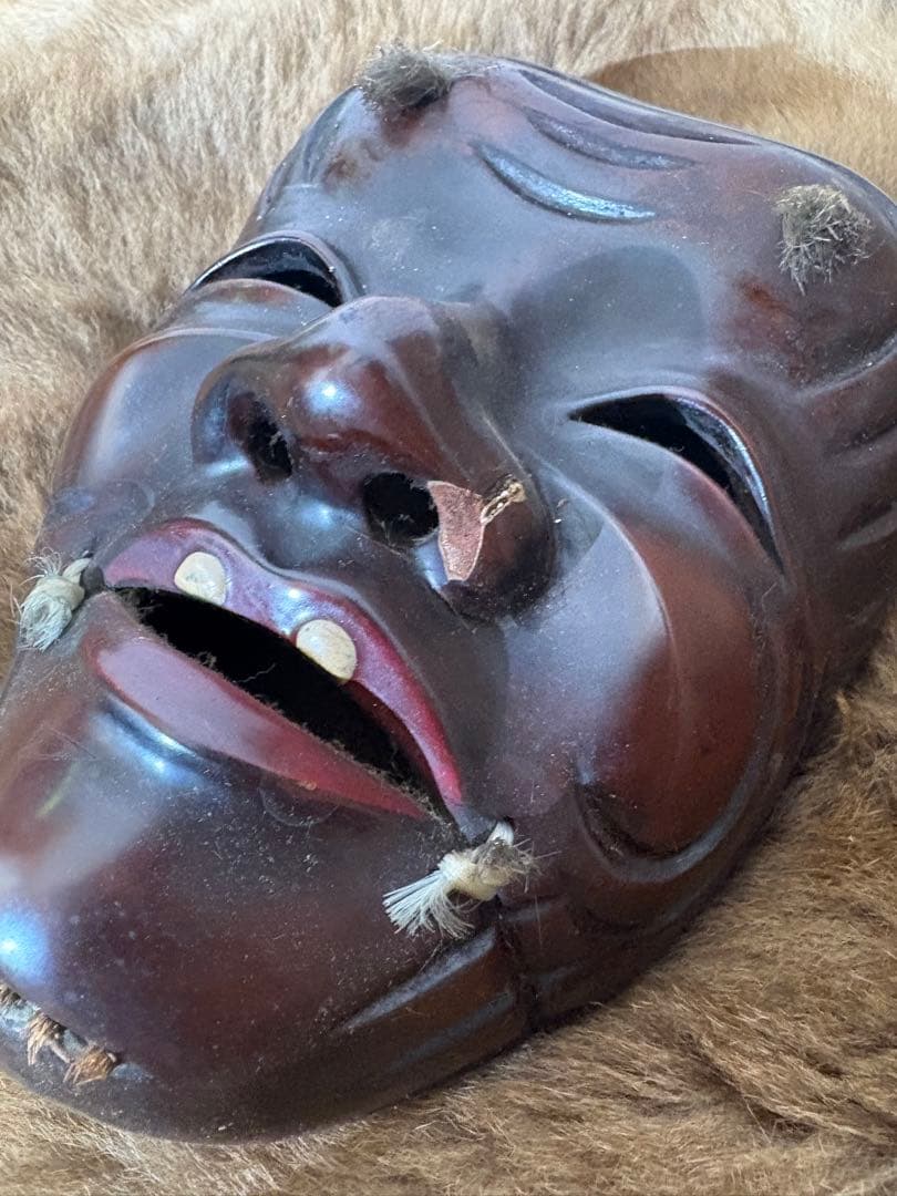 木製 能面 爺面　ビンテージ品　日本　伝統　骨董