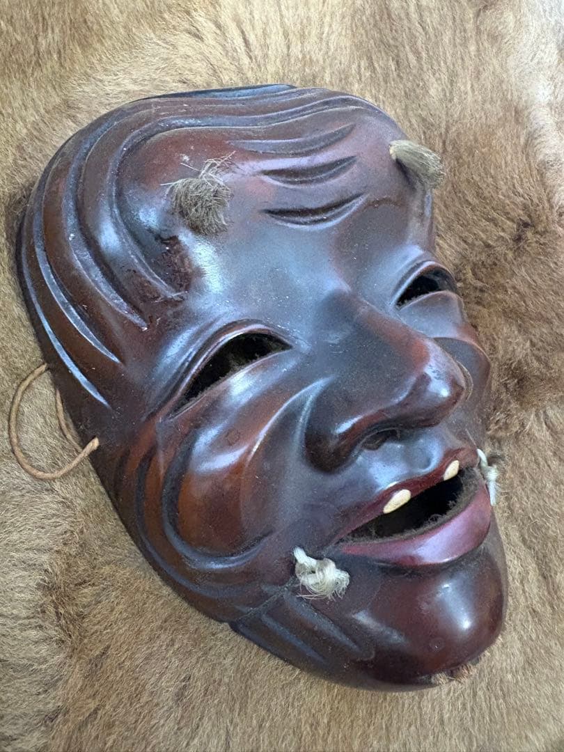 木製 能面 爺面　ビンテージ品　日本　伝統　骨董