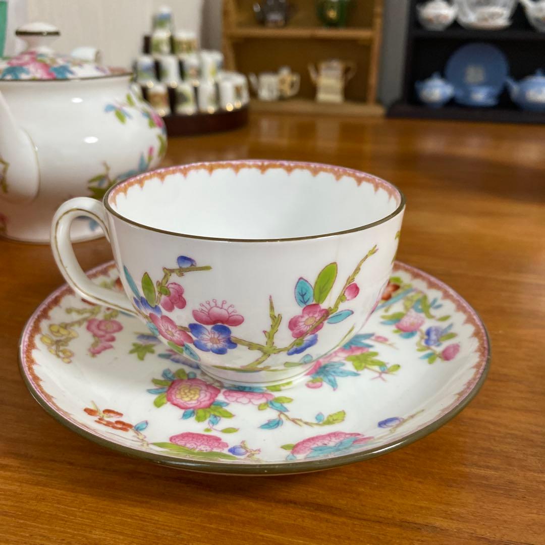 希少オールドミントン　カッコー　エナメルペイントの美しいティーセット　シノワズリ
