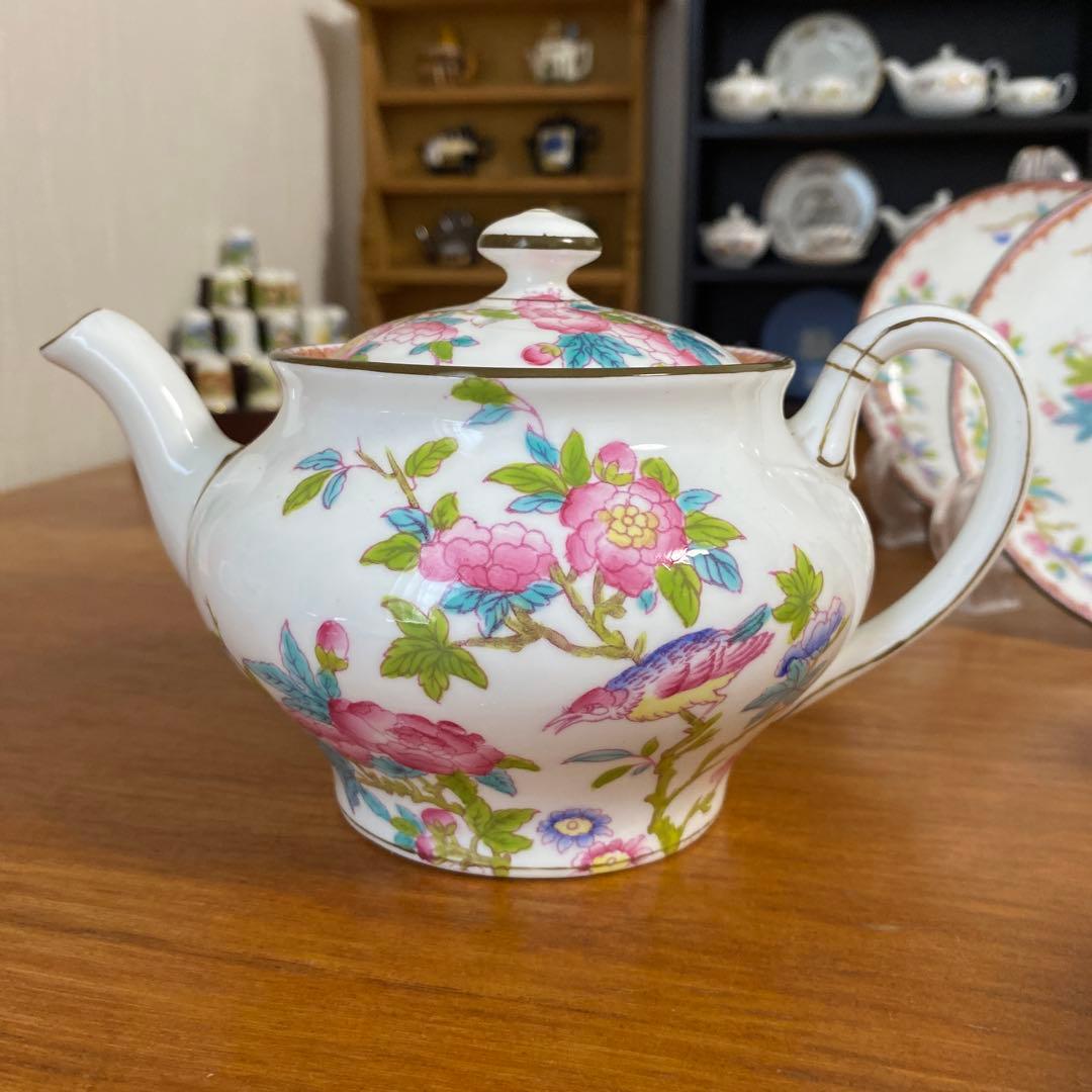 希少オールドミントン　カッコー　エナメルペイントの美しいティーセット　シノワズリ