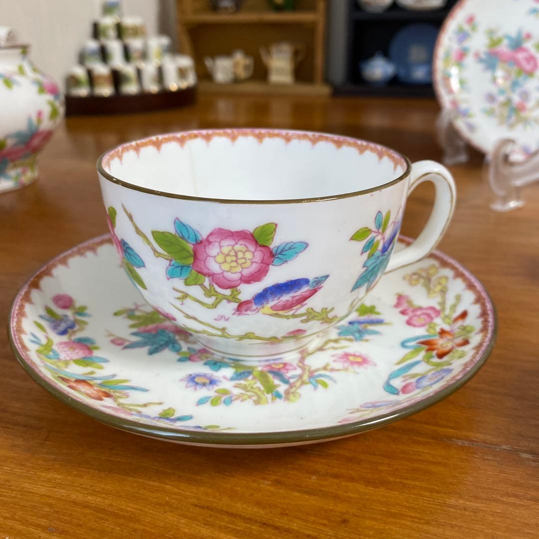 希少オールドミントン　カッコー　エナメルペイントの美しいティーセット　シノワズリ