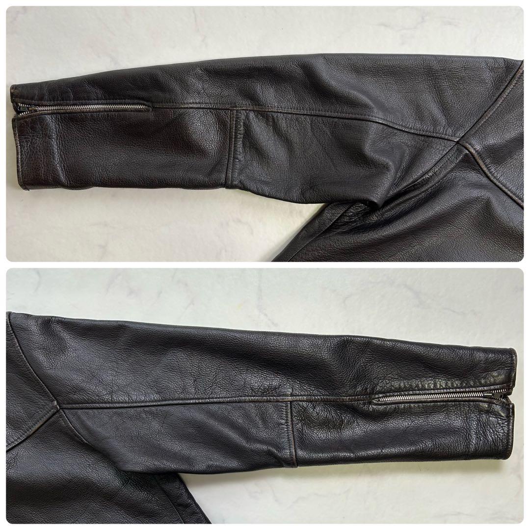 ポールスミス レザー トラッカージャケット 牛革 ブラウン系 L