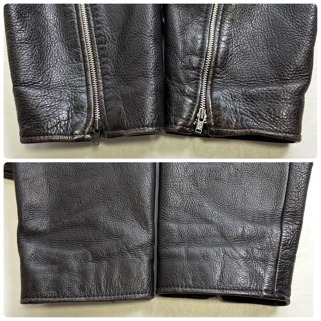 ポールスミス レザー トラッカージャケット 牛革 ブラウン系 L