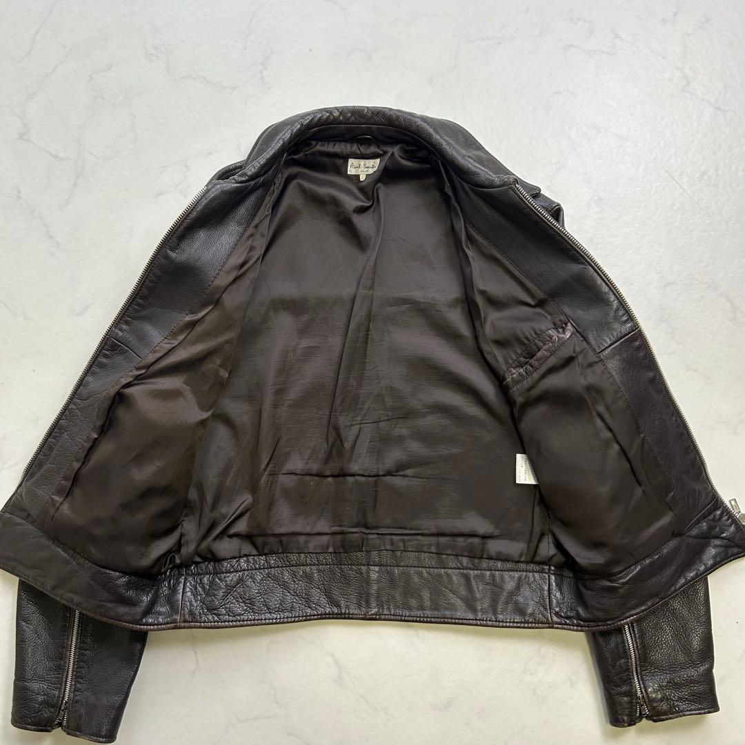 ポールスミス レザー トラッカージャケット 牛革 ブラウン系 L