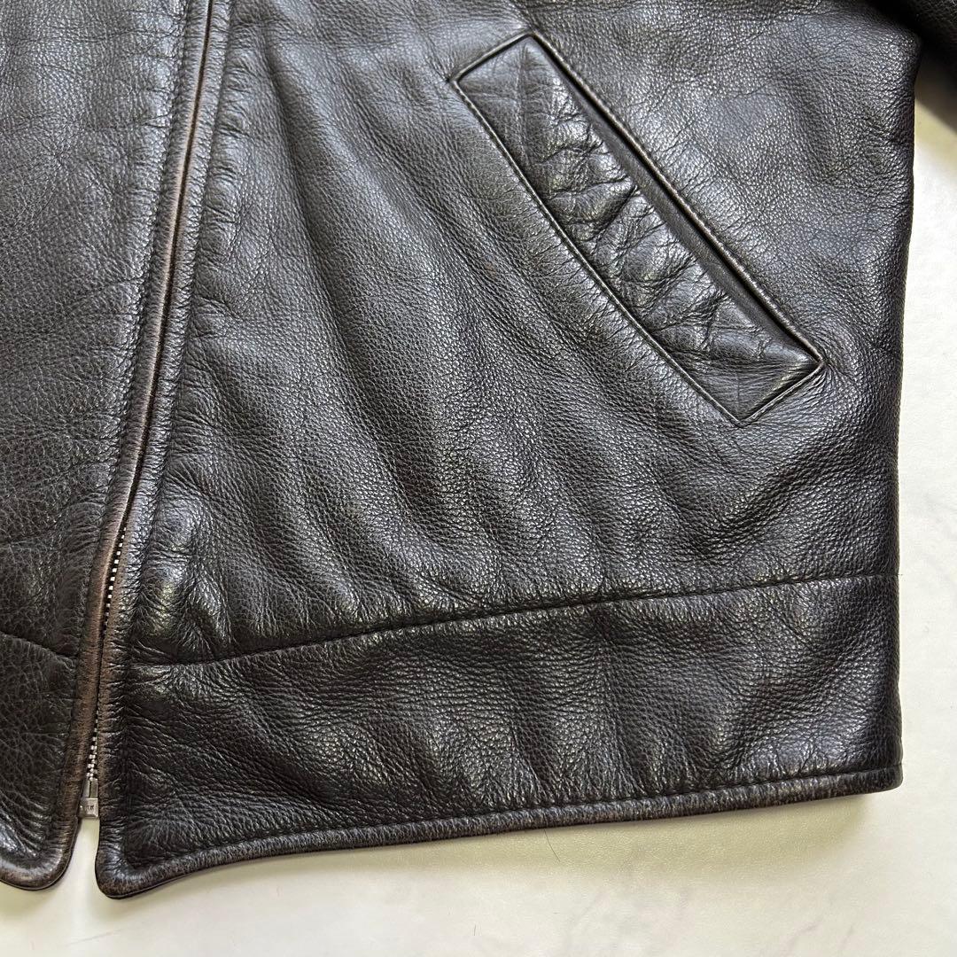 ポールスミス レザー トラッカージャケット 牛革 ブラウン系 L