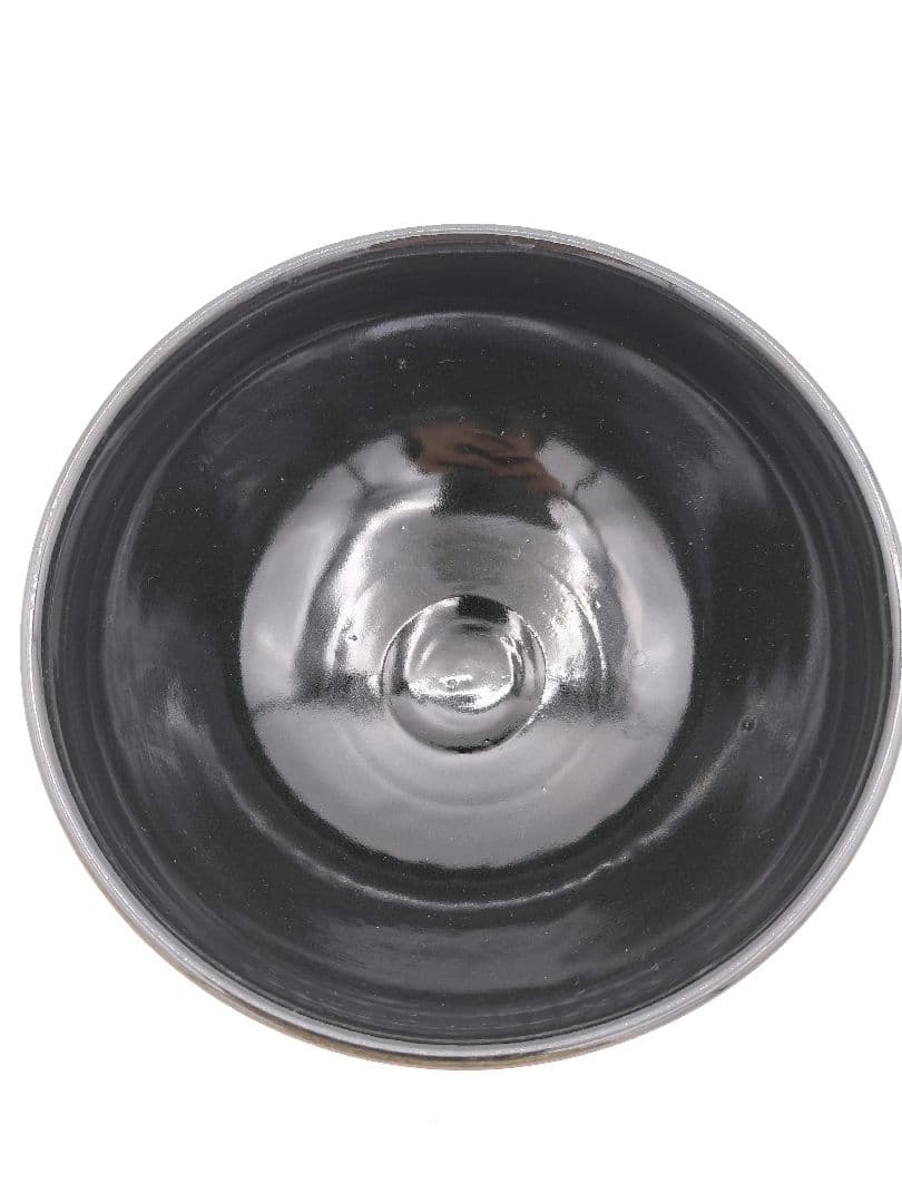 c773 数茶碗 黒仁清　独楽文 手塚桐鳳 10客 木箱 茶道具 古物