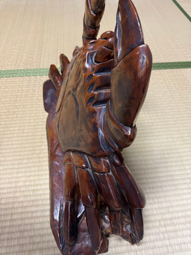 【貴重品】特大木製カニの彫刻 約40cm x 25cm