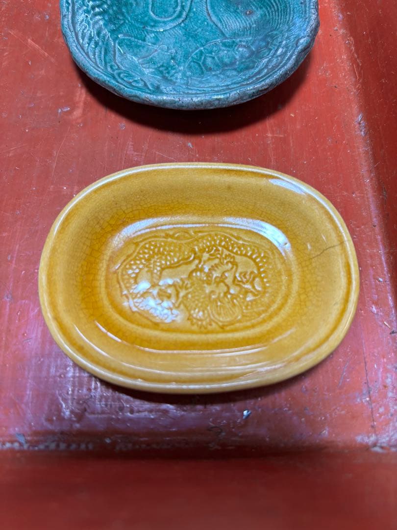 珉平焼 せんべい皿 緑釉 豆皿 淡路焼　民平焼 伊賀焼　古備前　セット