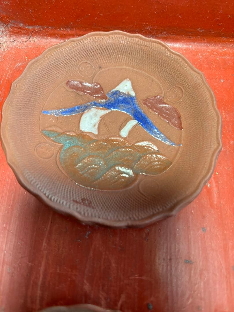 珉平焼 せんべい皿 緑釉 豆皿 淡路焼　民平焼 伊賀焼　古備前　セット