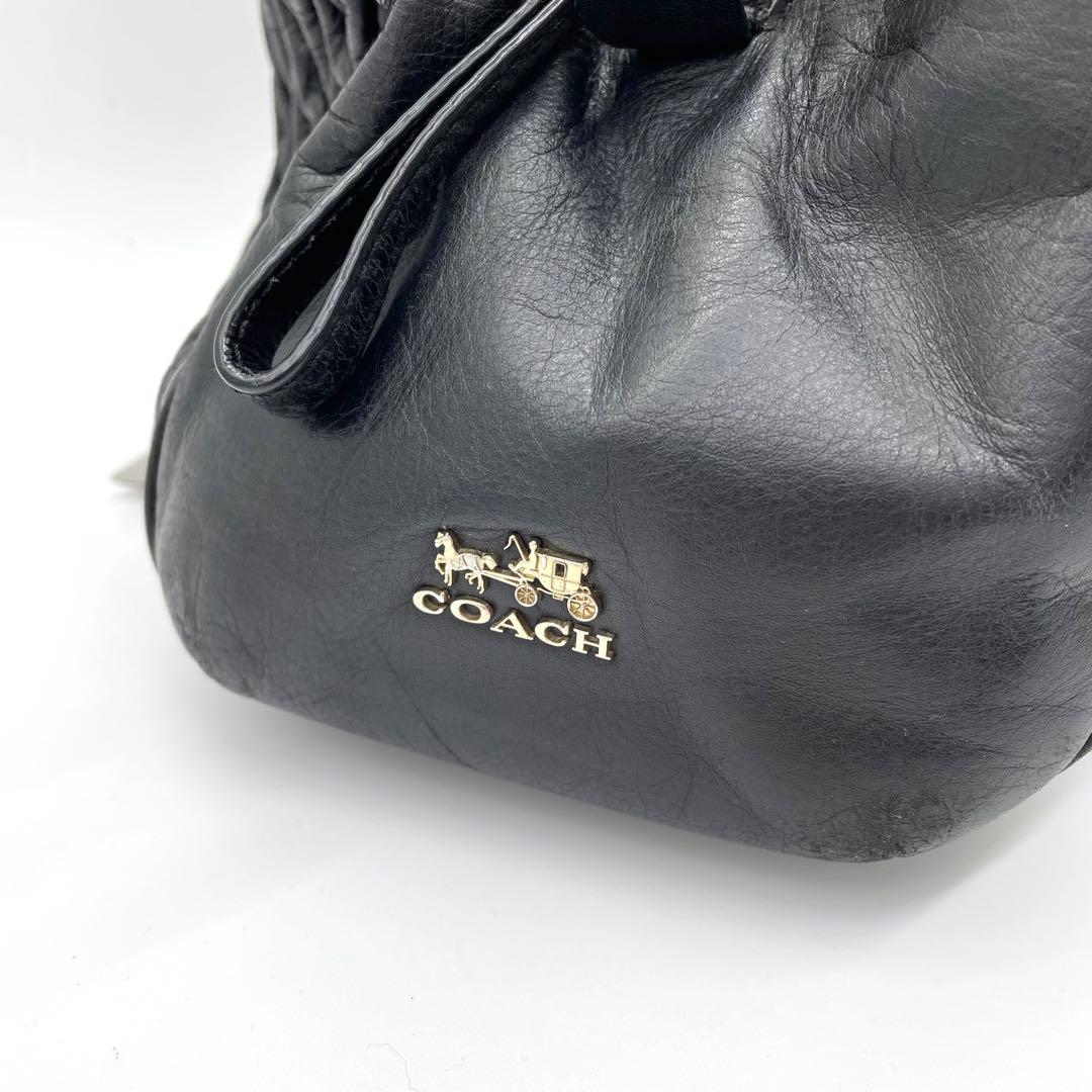 【極美品】コーチ　マディソン　ショルダーバッグ　キルティング　レザー　黒　A4可