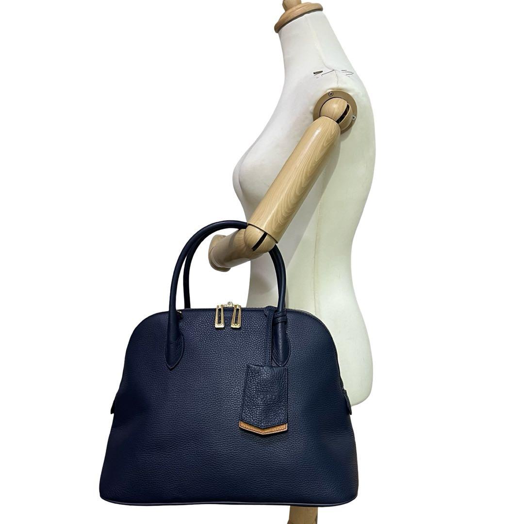 極美品　COCOCELUX GOLD 2WAYバッグ ネイビー 紺 レザー781