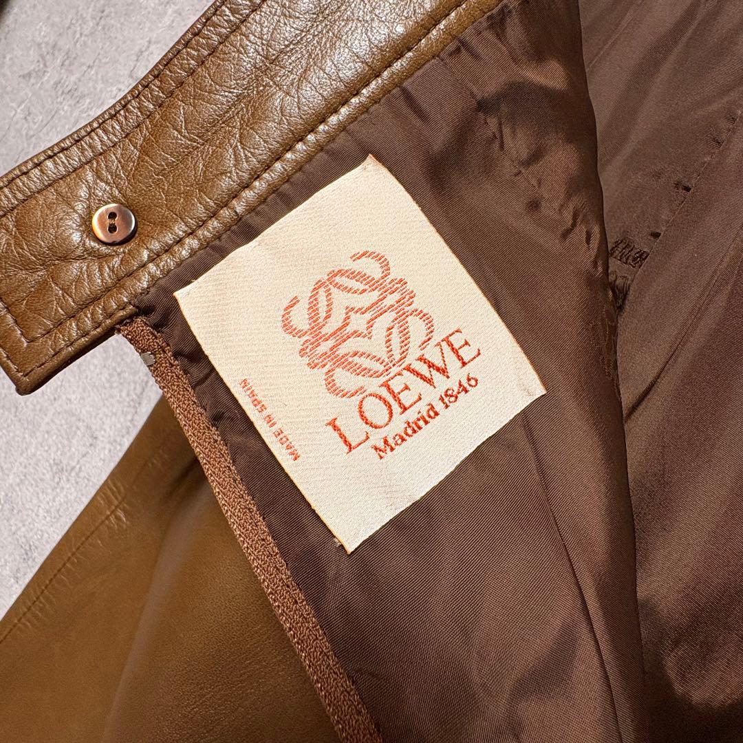 LOEWE ロエベ ラムレザー スカート 茶 ひざ丈 本革 ヴィンテージ