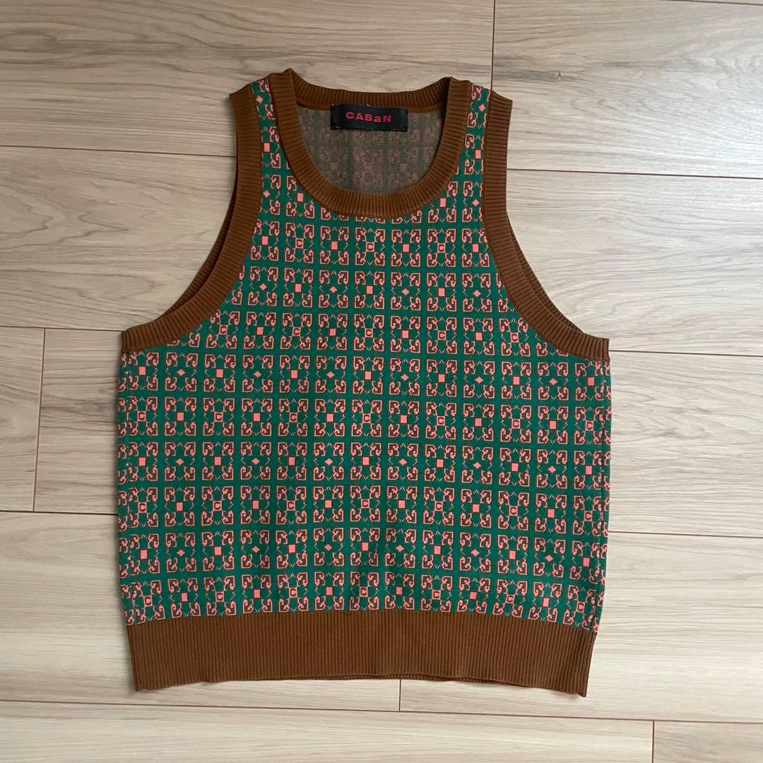 CABaN コットンポリスクエアジャガードアメリカンスリーブ