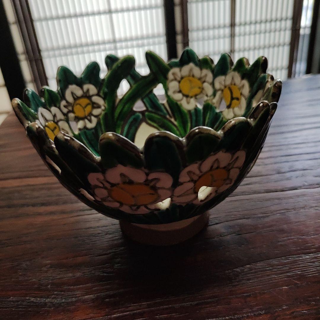 京焼　乾山写し透かし鉢 あやめ　逸品