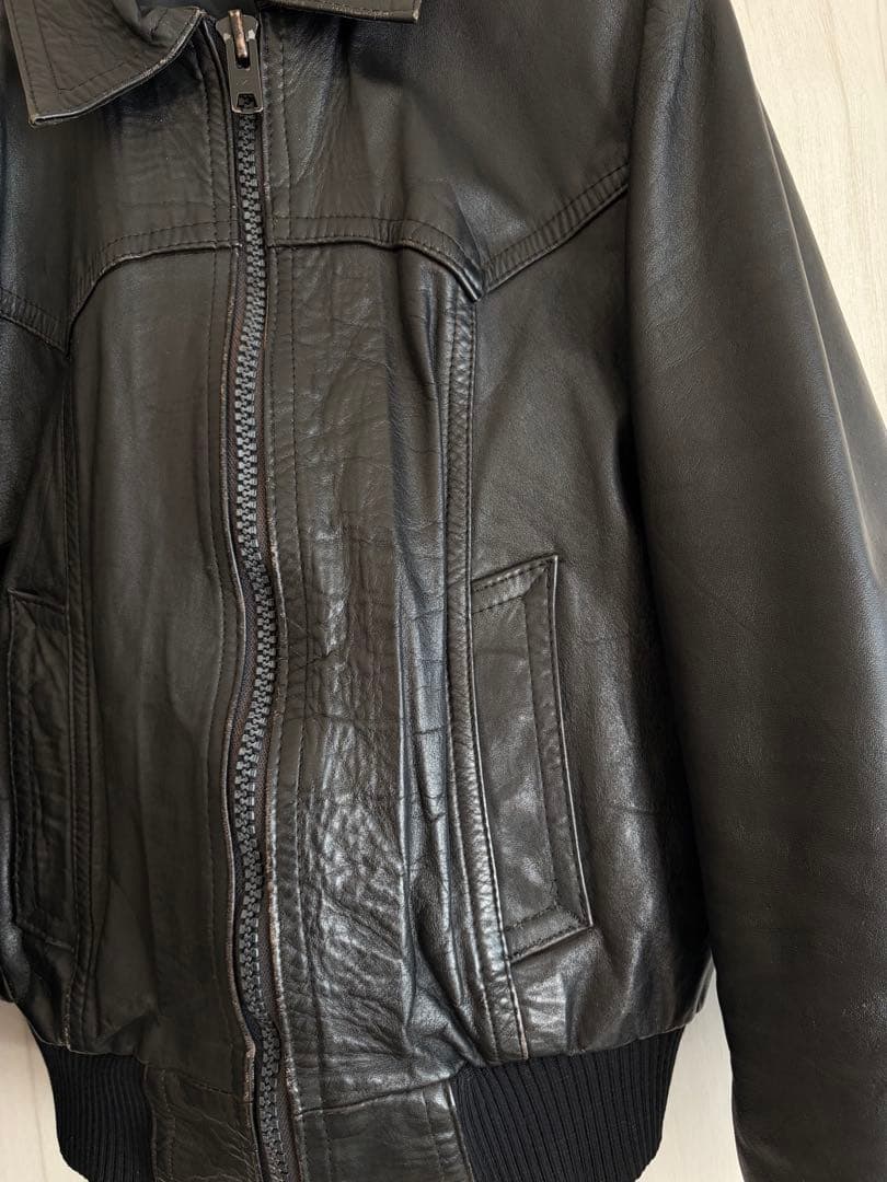 エディスリマン　UKヴィンテージ　リブレザージャケット　リブジャン