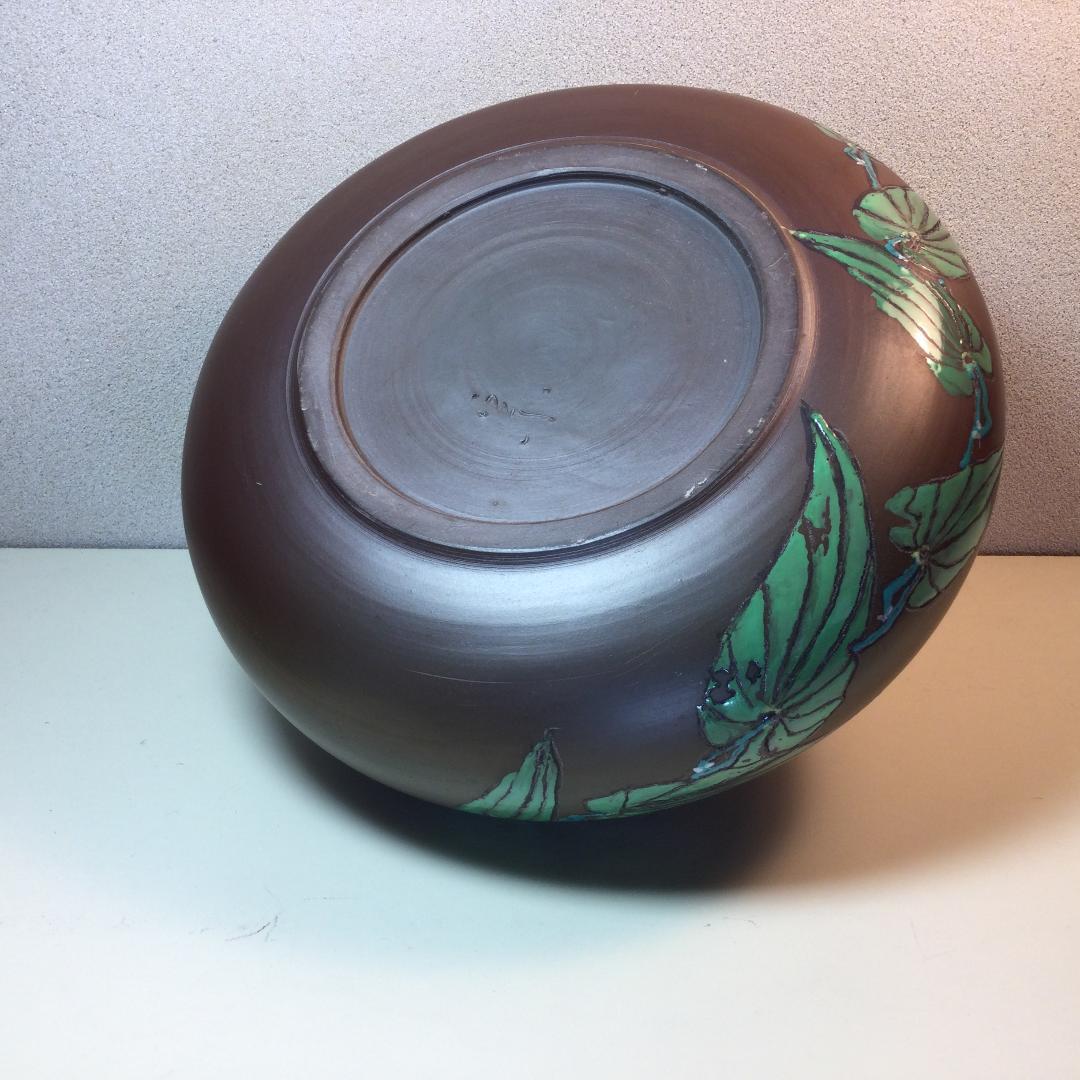 陶芸　手作り陶器　壷　自然薯図柄