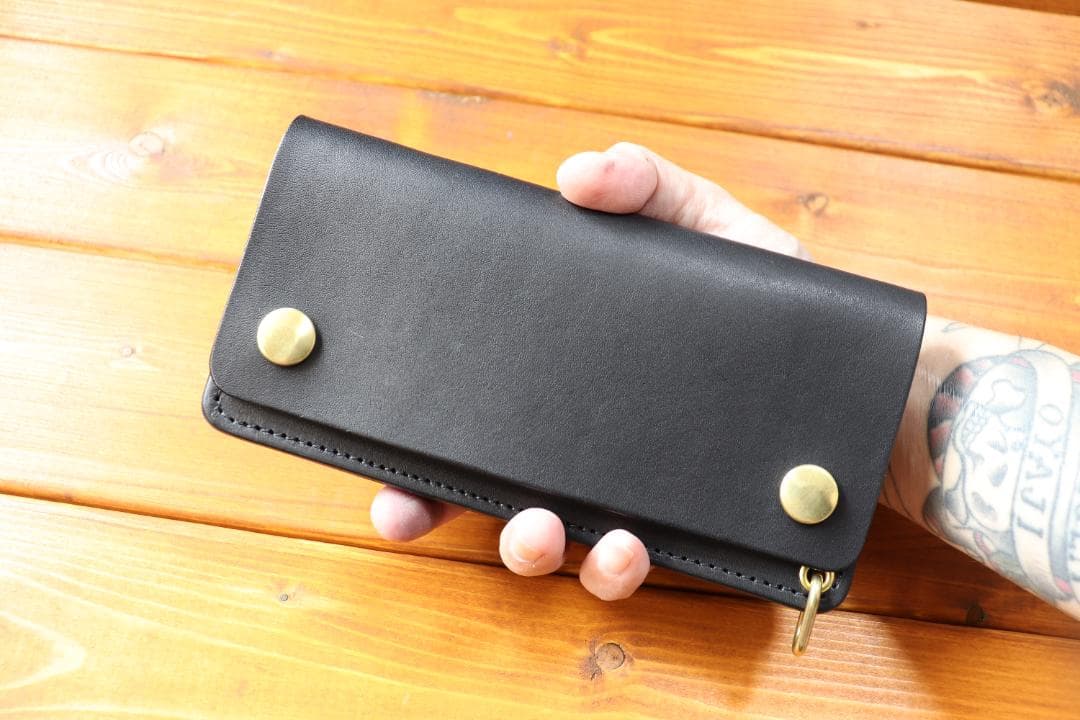 【即納商品】　ロングトラッカーウォレット　真鍮　栃木レザー