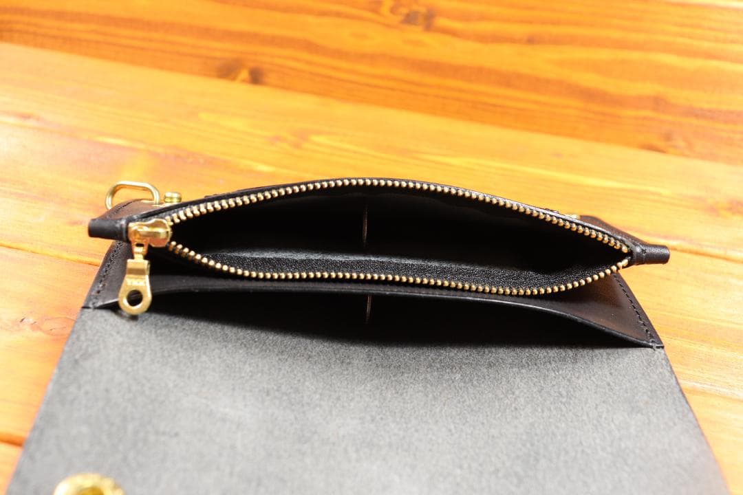 【即納商品】　ロングトラッカーウォレット　真鍮　栃木レザー